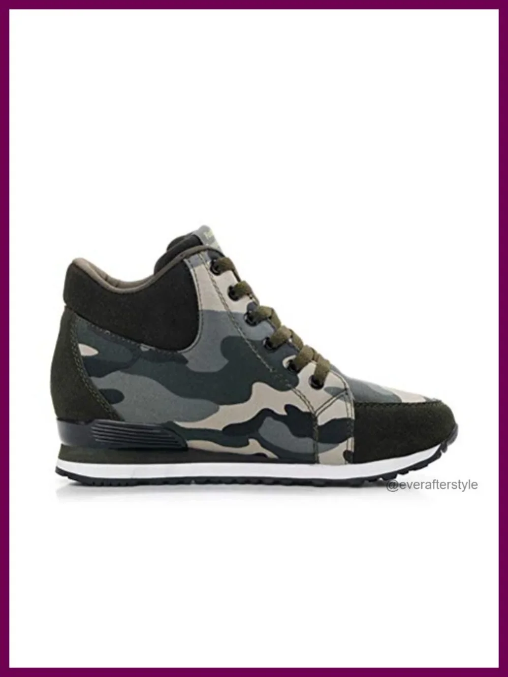 Ladies Canvas Wedge Platform Sneakers Hidden Heel High Top Lace Up Athletic